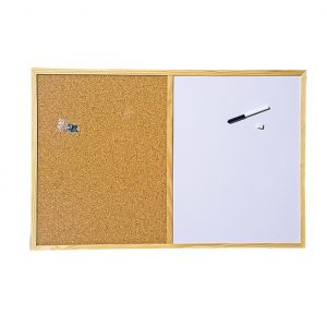 White and cork board with wooden frame 60x90 cm